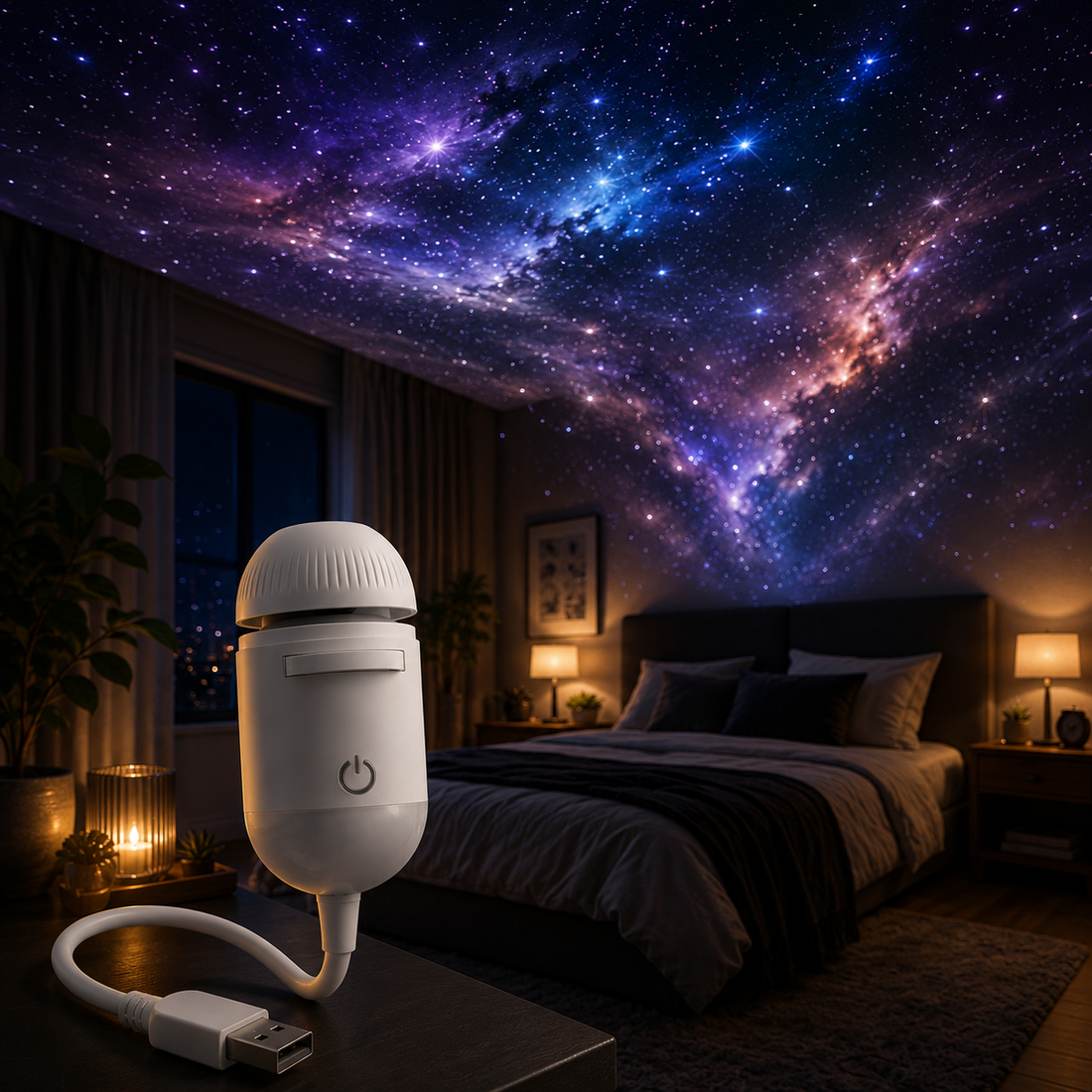 USB Galaxy Projector Night Light    Turn Any Room Into A Relaxing Galaxy In Seconds