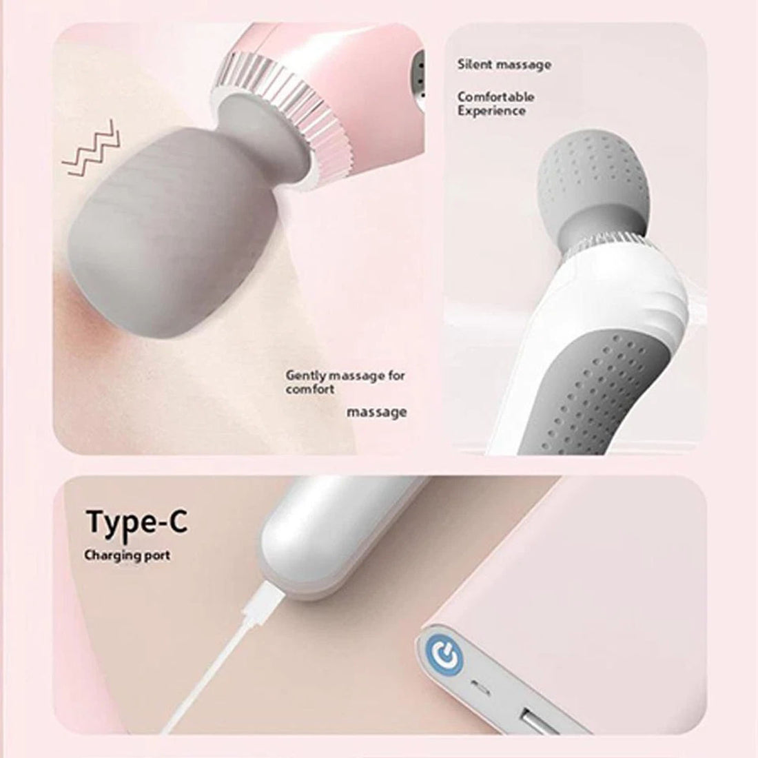 Vibrator Handheld Massage Vibration, Portable 5 Speeds Deep Tissue Strong Personal Magic Wand Massager, vibrator for Relaxation, Sports Recovery, Pain Relief, Leg, Christmas Gifts for Men Women-Pink