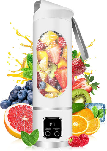 Portable Blender for Shakes and Smoothies – 12 Blades, 450ml Travel Cup, USB-C Rechargeable Mini Juicer, Ice Crush Power, Personal Smoothie Blender for Protein Shakes, Gym, Office & Travel
