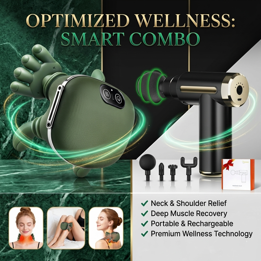 Smart Neck Massager for Pain Relief with FREE Deep Tissue Massage Gun Combo Bundle